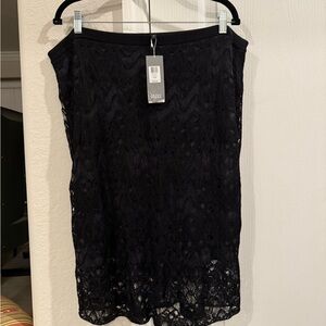 Eileen Fisher Elegant Black Lace Pencil Skirt